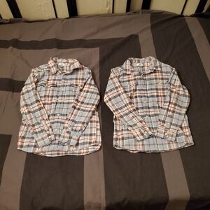 Old Navy Youth Size XL 14-16 Set of Plaid Button-Up Shirts Blue Red Twins